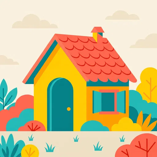 Colorful Flat Illustration of Children's Playhouse