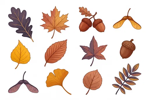 Autumn Leaves and Acorns Clipart Collection