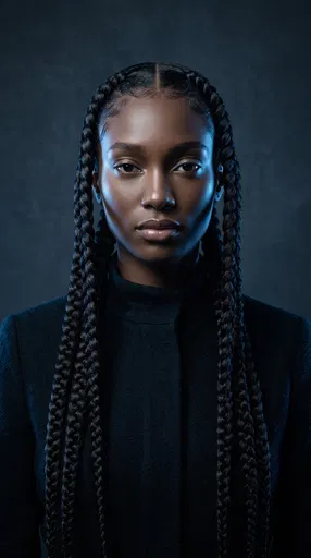 Symmetrical Portrait of Woman with Braids