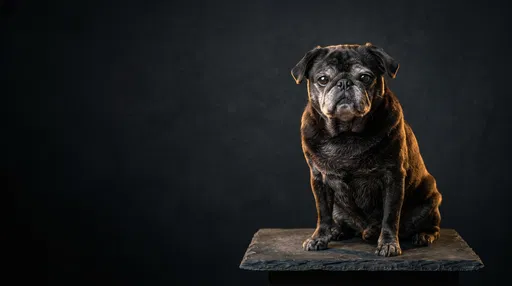 Senior Black Pug Studio Portrait