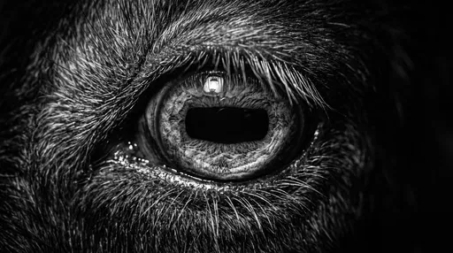 Monochrome Macro Close-Up of Goat Eye