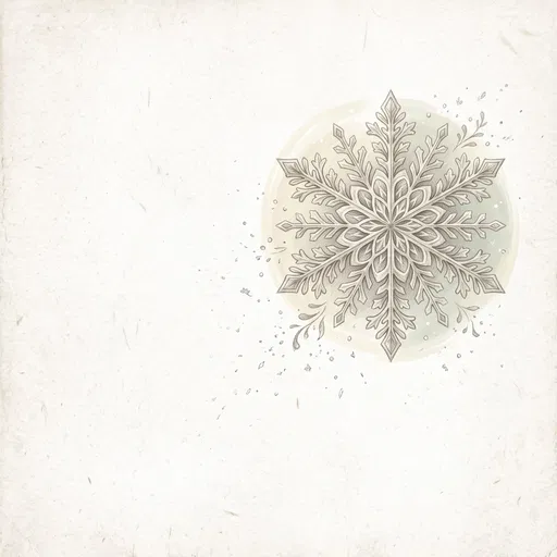 Vintage Botanical Snowflake Illustration on Paper