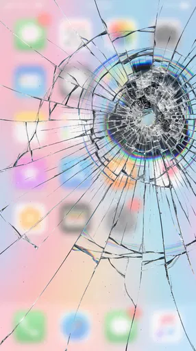 Shattered Smartphone Screen With Pastel Background