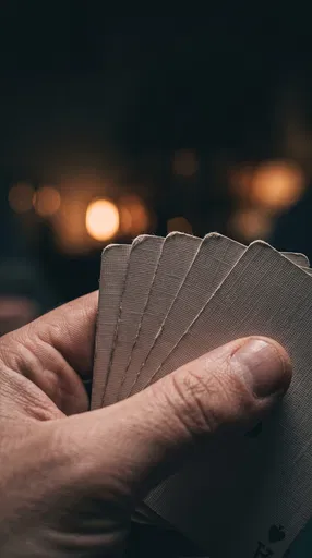 Close-Up Hand Holding Textured Playing Cards
