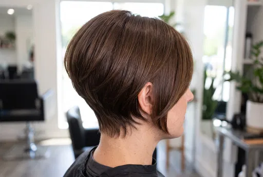 Chestnut Brown Graduated Pixie-Bob Hairstyle