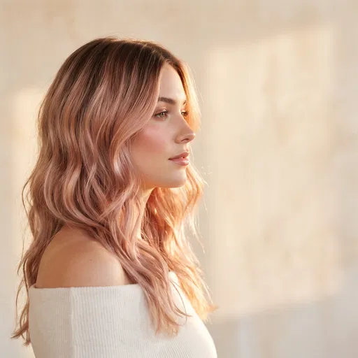 Woman With Rose Gold Balayage Waves