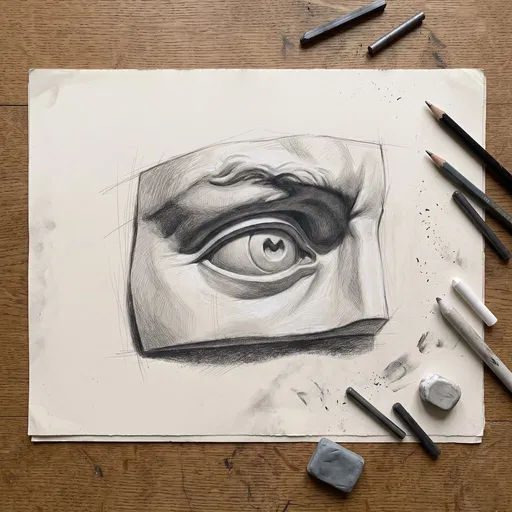 Classical Charcoal Eye Cast Study