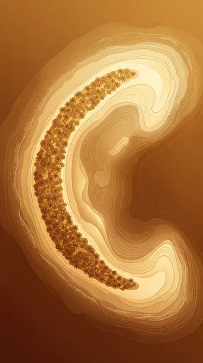 Golden Topographic Crescent Island Illustration