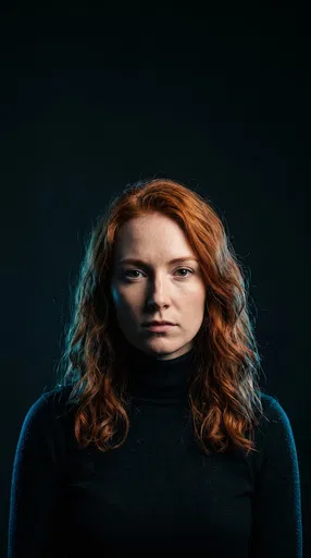 Serious Red-Haired Woman Studio Portrait