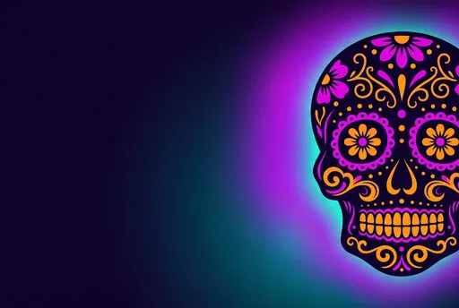 Glowing Day of the Dead Skull Graphic