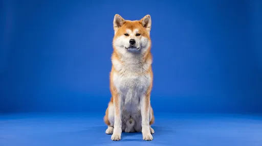 Studio Portrait of Sitting Akita Inu