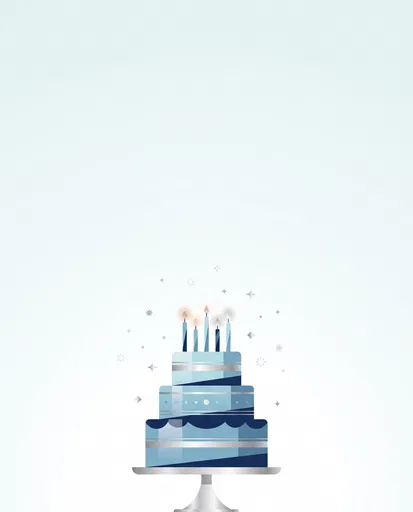 Minimal Blue and Silver Birthday Cake Illustration