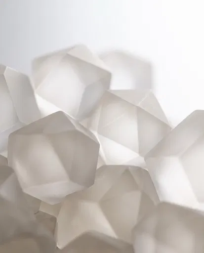 Frosted Glass Polyhedrons Abstract Macro