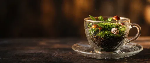Miniature Moss Terrarium in Glass Teacup