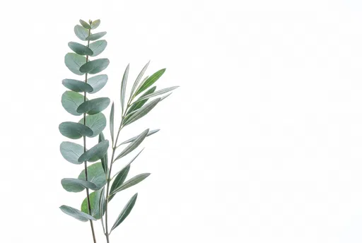 Eucalyptus and Olive Branch on White