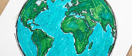 Hand-Drawn Oil Pastel Earth Illustration