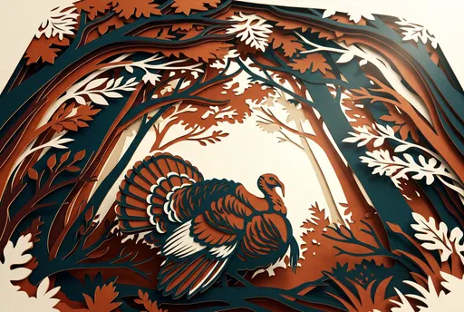 Layered Paper Cut Autumn Turkey Illustration