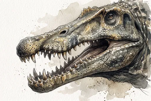 Watercolor Illustration of Spinosaurus Head