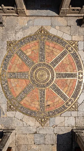 Overhead View of Dharmachakra Courtyard Mosaic