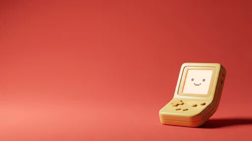 Cute Retro Handheld Console on Coral Background