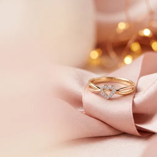 Gold Heart Ring on Pink Ribbon