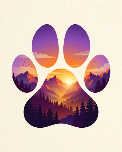 Mountain Sunset Inside Dog Paw Print