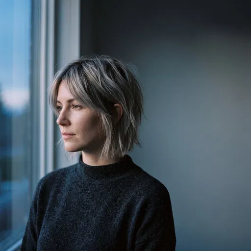 Woman With Short Ash Blonde Haircut