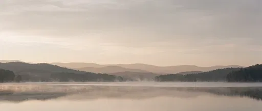 Misty Lake Panorama at Dawn