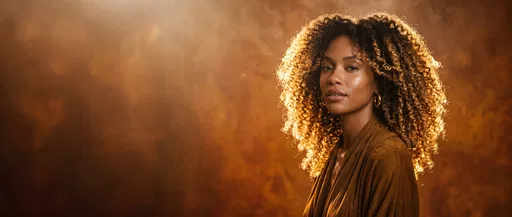 Woman With Highlighted Curly Hair