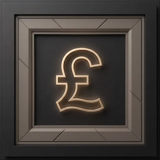 Glowing Gold British Pound Symbol in Frame