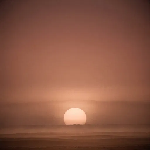 Pale Sun Sinking into Desert Dust