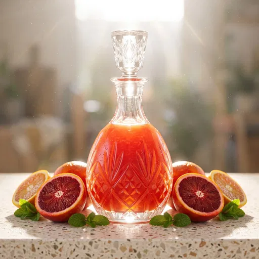 Backlit Crystal Carafe of Blood Orange Juice