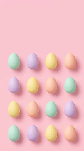 Pastel Easter Eggs Grid on Pink