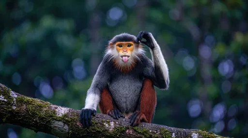 Funny Douc Langur Sticking Out Tongue