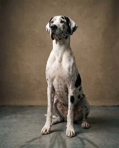 Harlequin Great Dane Studio Portrait