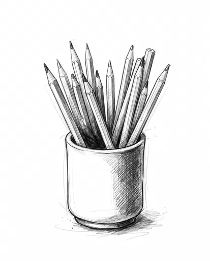 Graphite Sketch of Pencils in Cup