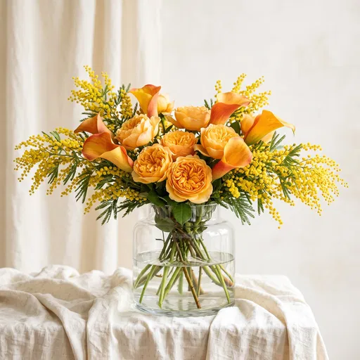 Yellow and Orange Rose Lily Bouquet