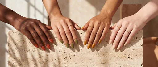 Four Diverse Hands With Autumn Manicures
