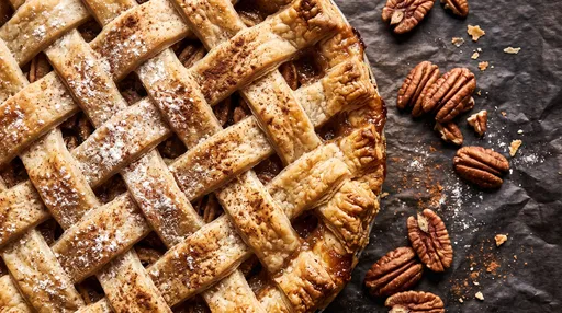 Overhead View of Lattice Pecan Pie
