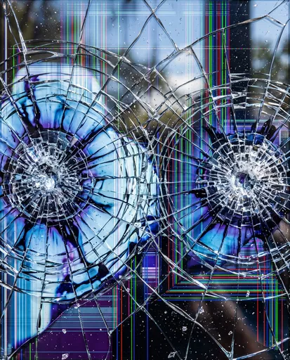 Shattered Screen With Dual Impact Cracks