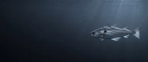Atlantic Haddock Swimming in Deep Ocean
