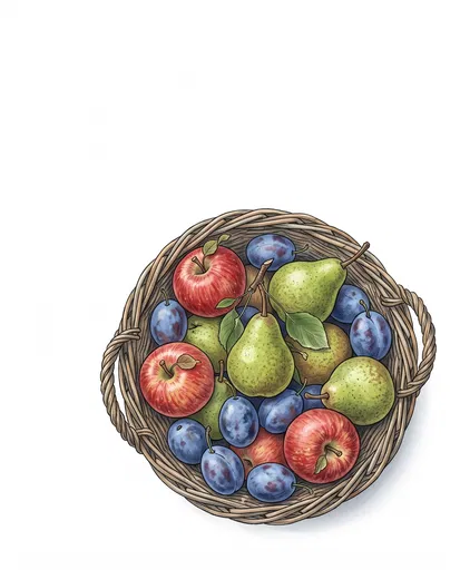 Hand-Drawn Autumn Fruit Basket Illustration