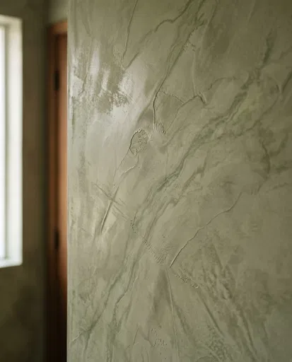 Olive Green Venetian Plaster Wall Texture