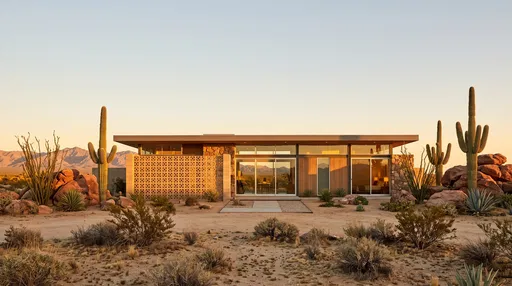 Mid-Century Modern Desert Home at Golden Hour