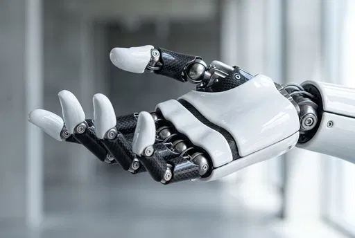 White and Carbon Fiber Robotic Hand
