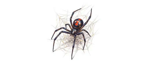 Colored Pencil Black Widow Spider Illustration