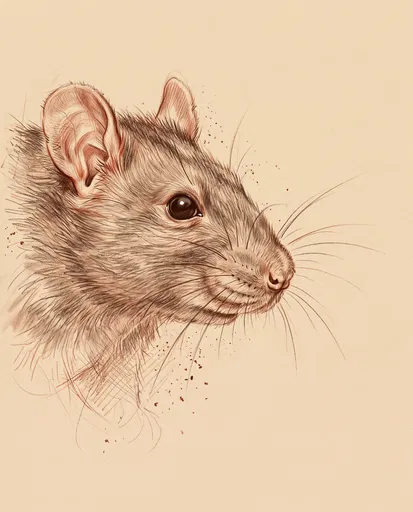 Sanguine and Sepia Rat Portrait Sketch