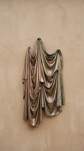 Shimmering Draped Fabric on Plaster Wall