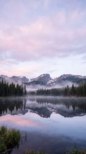 Misty Mountain Lake Reflection at Dawn