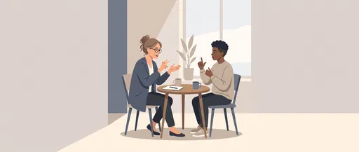 Sign Language Tutor and Student Illustration